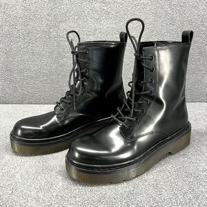 Zara Basic Boots womens 39 Black Lace Up‎ Motorcycle Collection Combat